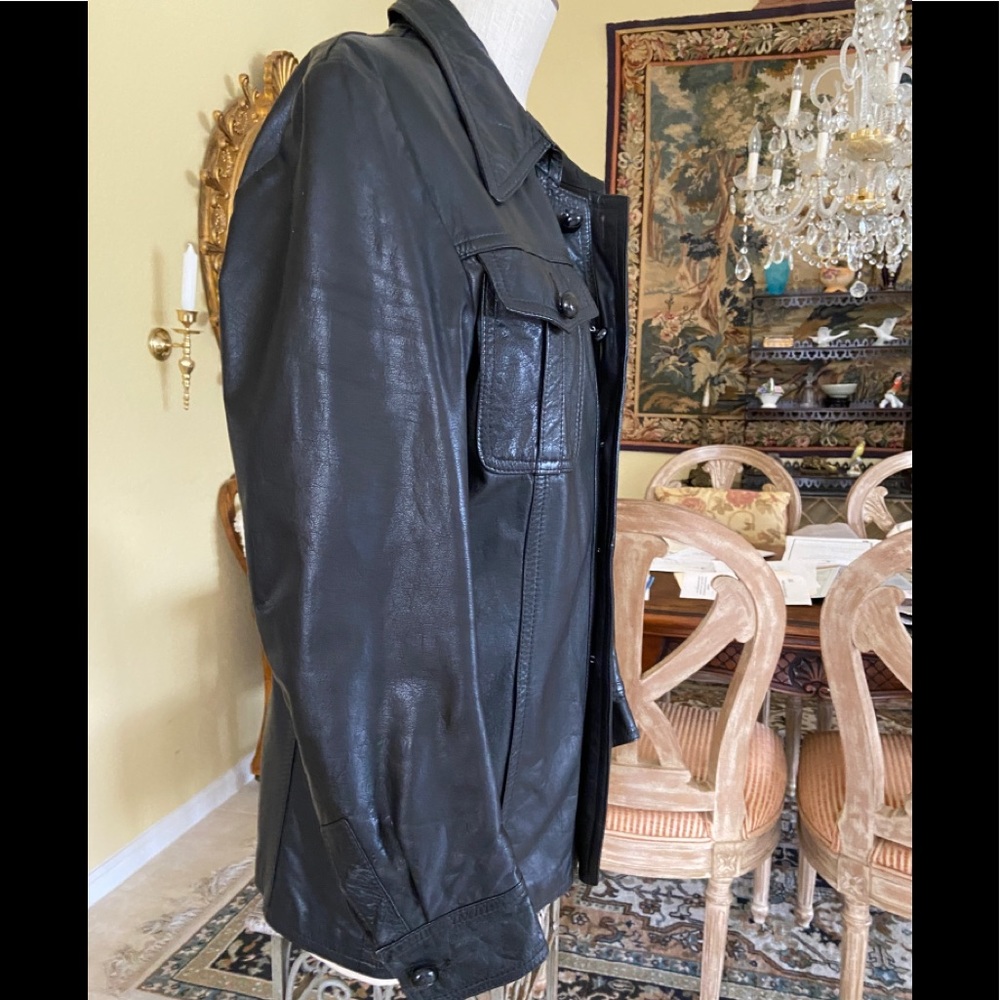 Genuine 100% Leather Jacket Patch Pockets Buttons - image 3